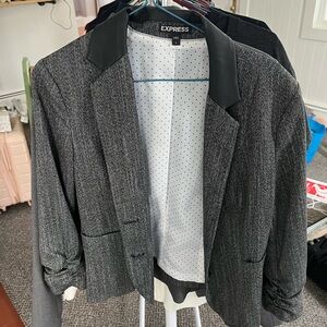 Express Gray Blazer with Black Collar